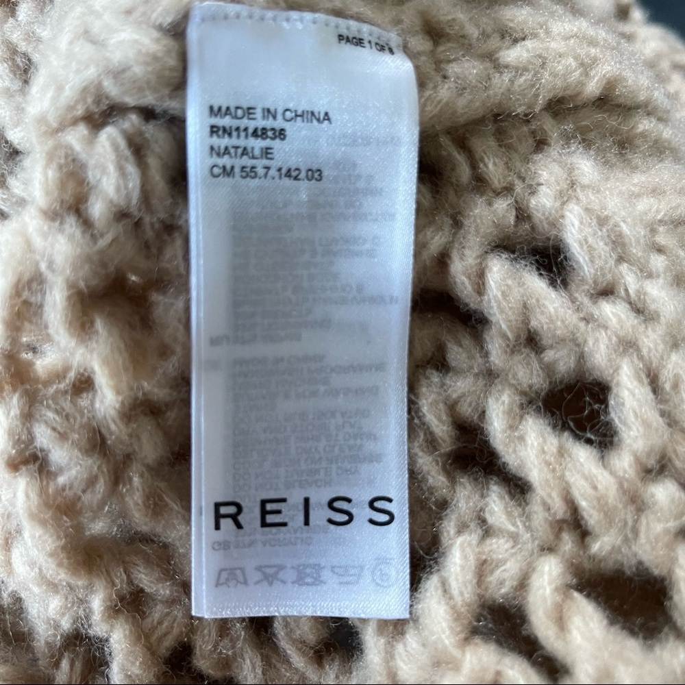 REISS BEIGE OPEN KNIT OVERSIZED 'NATALIE' SWEATER - Picture 6 of 9